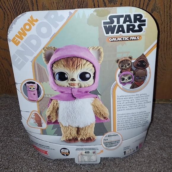 STAR WARS Galactic Pals *EWOK GIRL* 11" Pink PLUSH Figure & Satchel 2022 NWT. - Picture 2 of 6